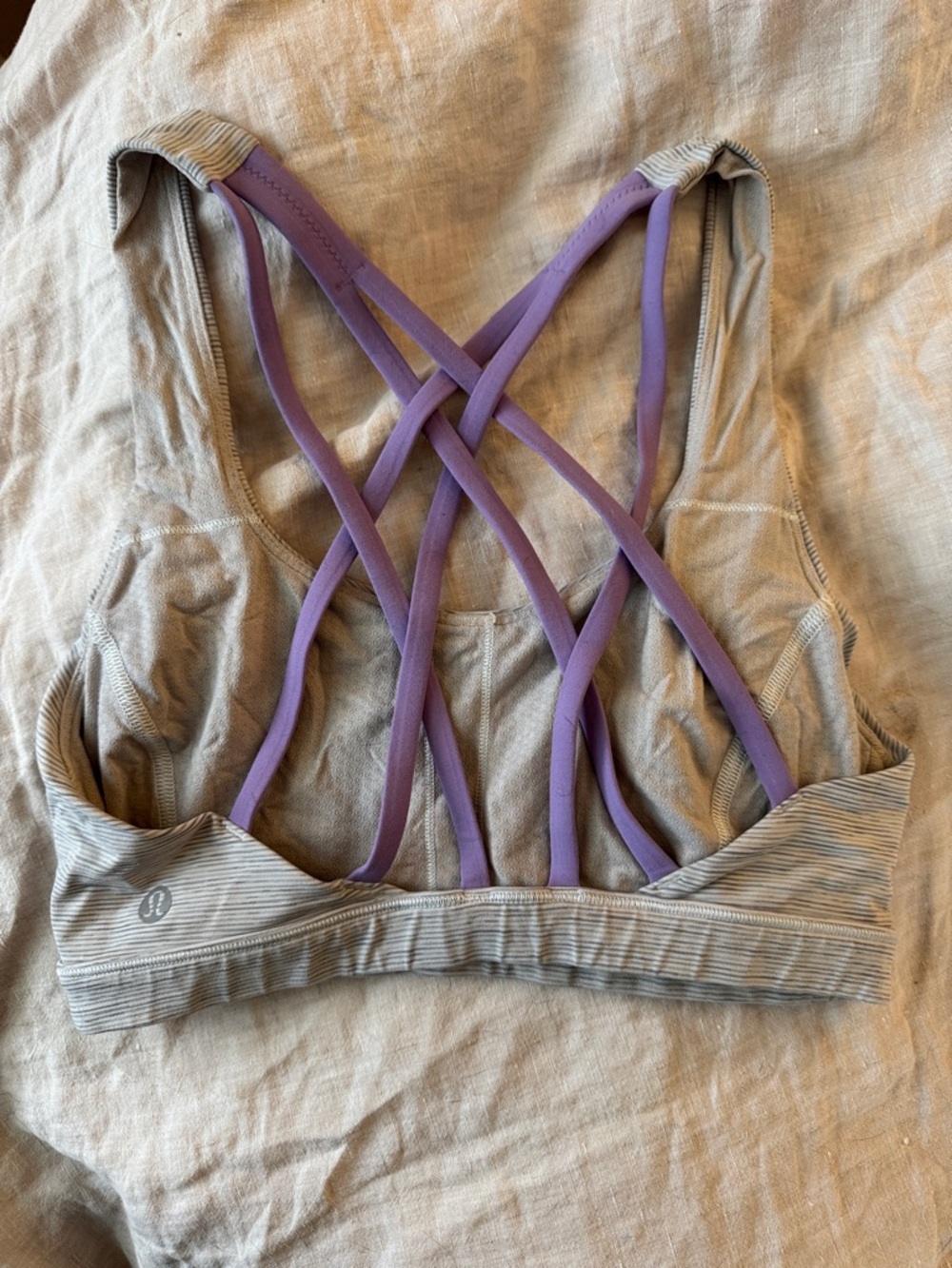 lululemon Energy Strappy Sports Bra - Light Gray with Lavender